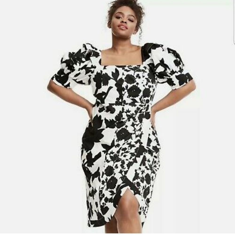 Christopher John Rogers Wrap Dress Black White NWT - Picture 11 of 13